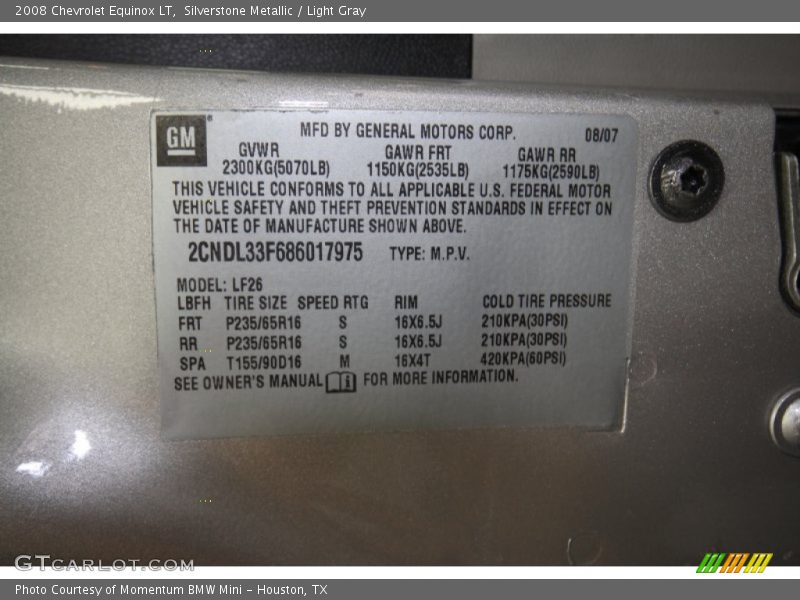 Silverstone Metallic / Light Gray 2008 Chevrolet Equinox LT