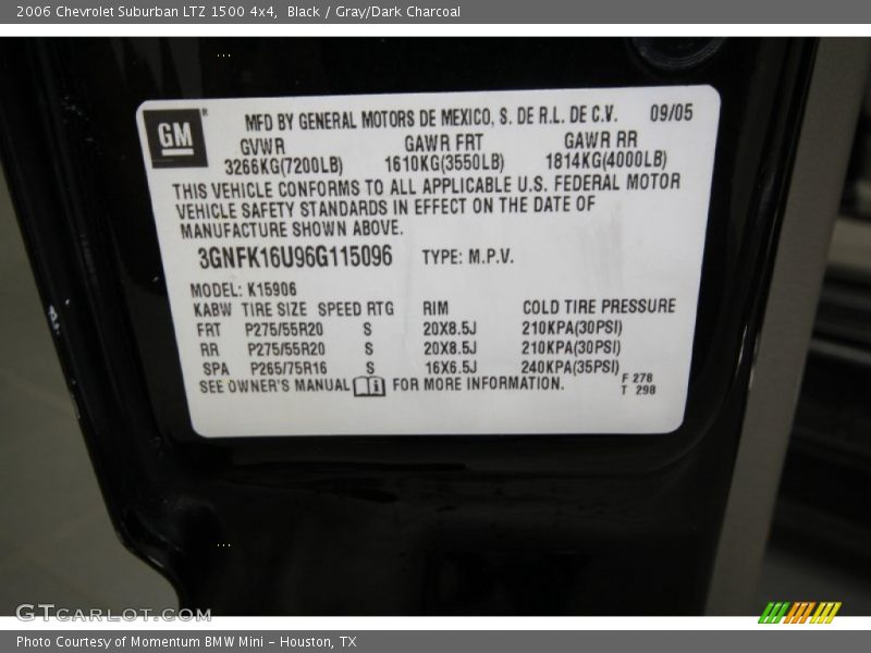 Black / Gray/Dark Charcoal 2006 Chevrolet Suburban LTZ 1500 4x4