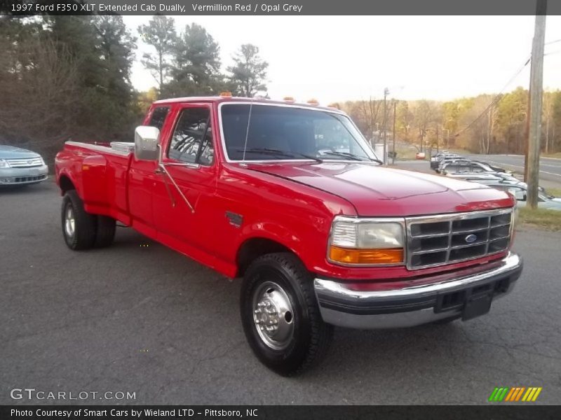 Vermillion Red / Opal Grey 1997 Ford F350 XLT Extended Cab Dually