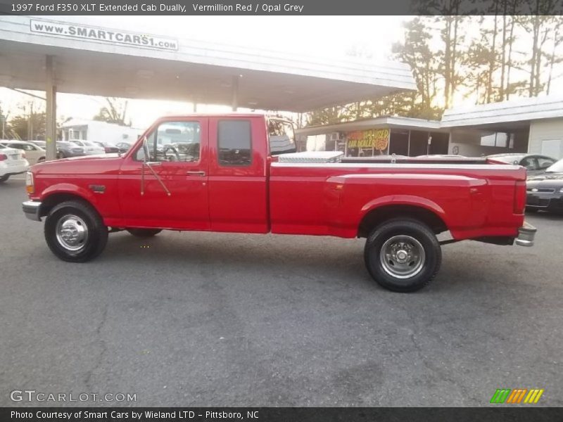 Vermillion Red / Opal Grey 1997 Ford F350 XLT Extended Cab Dually