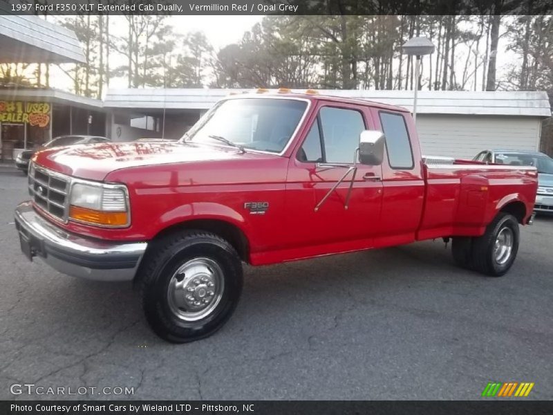 Vermillion Red / Opal Grey 1997 Ford F350 XLT Extended Cab Dually