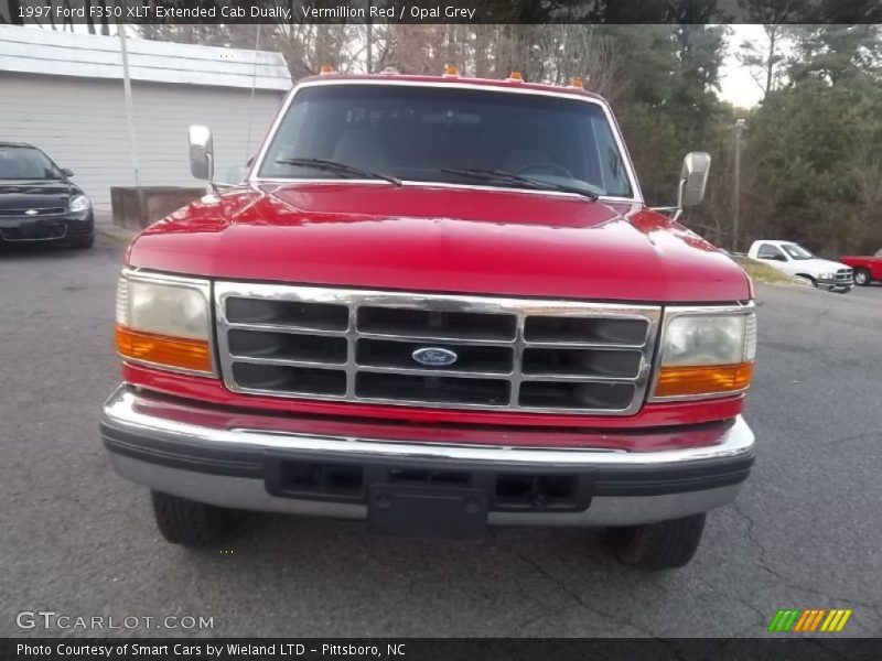Vermillion Red / Opal Grey 1997 Ford F350 XLT Extended Cab Dually