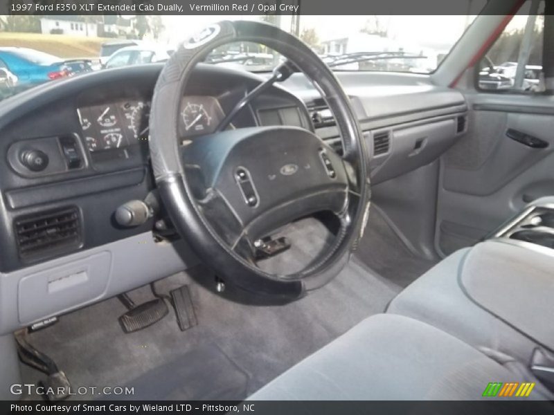 Vermillion Red / Opal Grey 1997 Ford F350 XLT Extended Cab Dually
