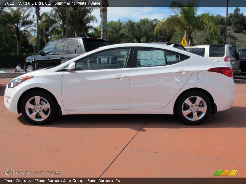 Shimmering White / Beige 2012 Hyundai Elantra GLS