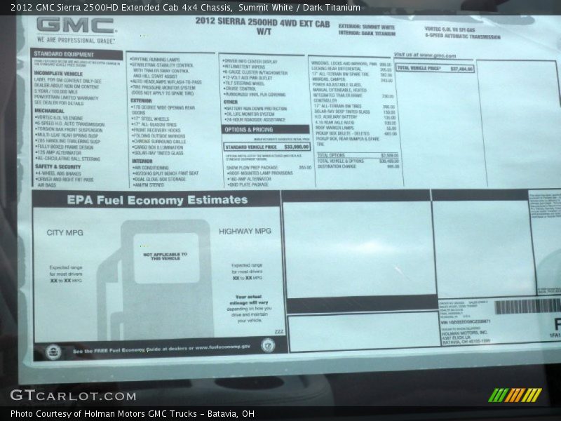 Summit White / Dark Titanium 2012 GMC Sierra 2500HD Extended Cab 4x4 Chassis