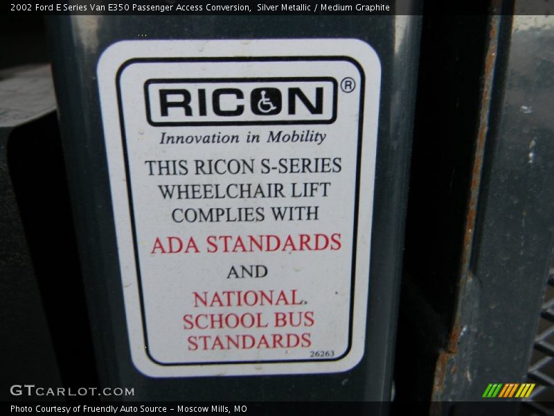 Silver Metallic / Medium Graphite 2002 Ford E Series Van E350 Passenger Access Conversion