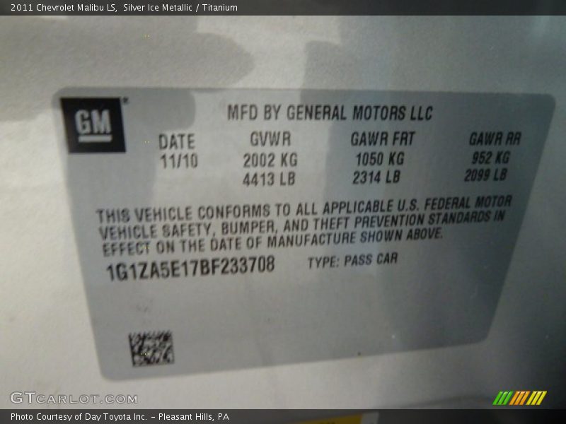 Silver Ice Metallic / Titanium 2011 Chevrolet Malibu LS