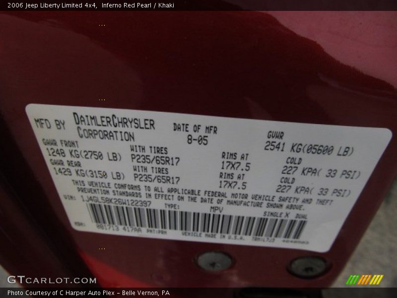 Inferno Red Pearl / Khaki 2006 Jeep Liberty Limited 4x4
