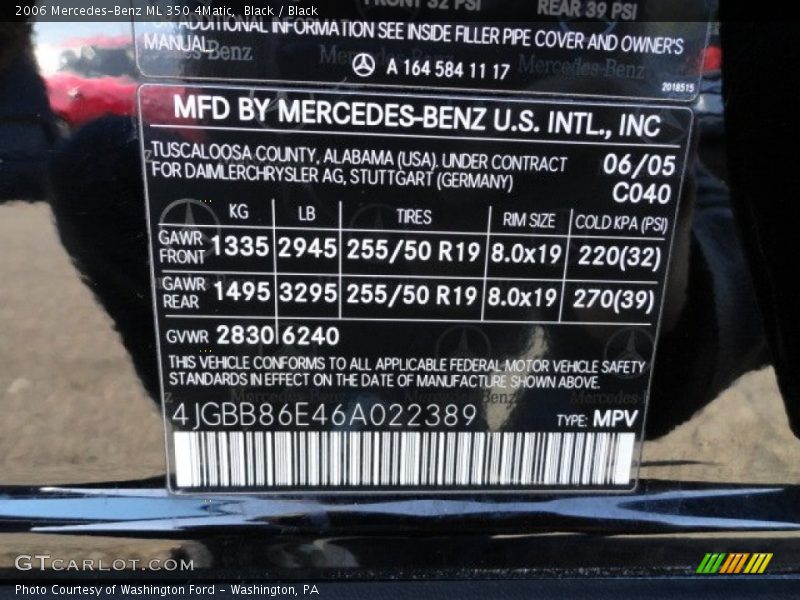 Black / Black 2006 Mercedes-Benz ML 350 4Matic