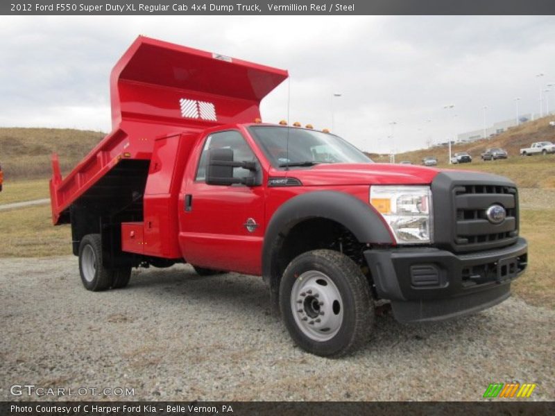 Front 3/4 View of 2012 F550 Super Duty XL Regular Cab 4x4 Dump Truck