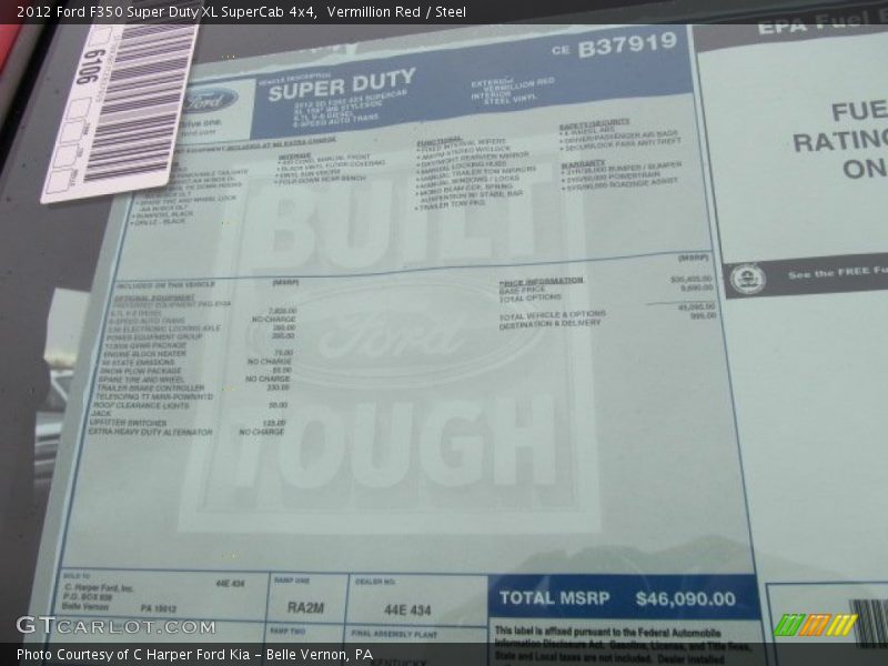 Vermillion Red / Steel 2012 Ford F350 Super Duty XL SuperCab 4x4