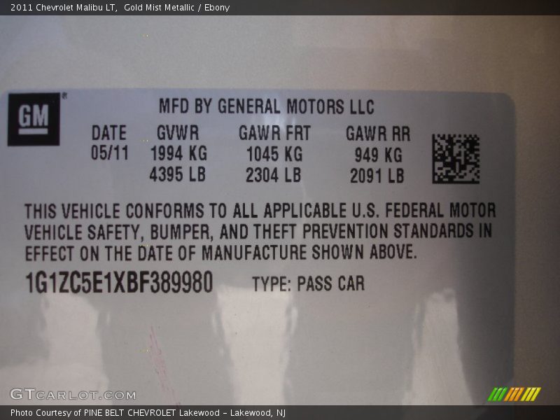 Gold Mist Metallic / Ebony 2011 Chevrolet Malibu LT