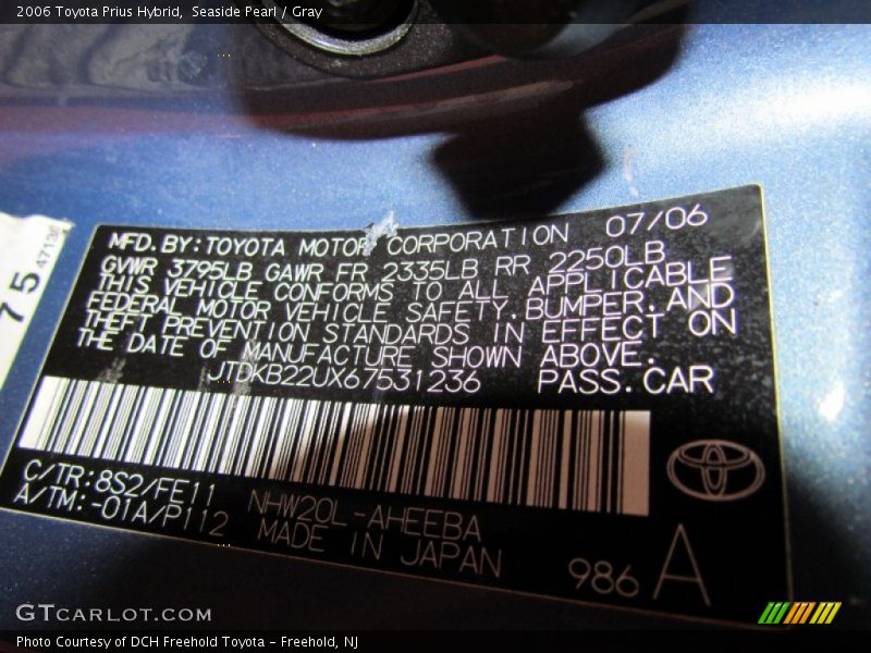 Seaside Pearl / Gray 2006 Toyota Prius Hybrid