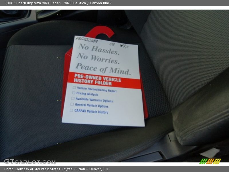 WR Blue Mica / Carbon Black 2008 Subaru Impreza WRX Sedan