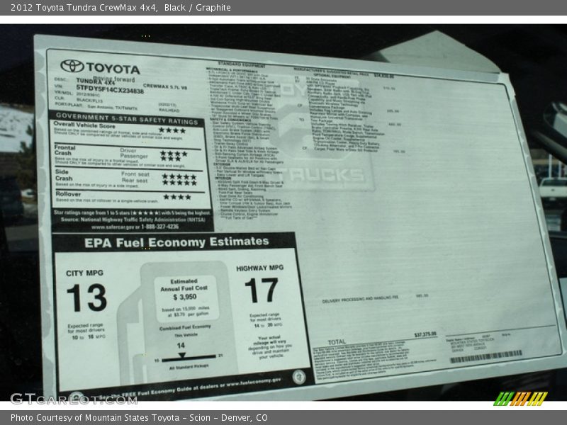 Black / Graphite 2012 Toyota Tundra CrewMax 4x4