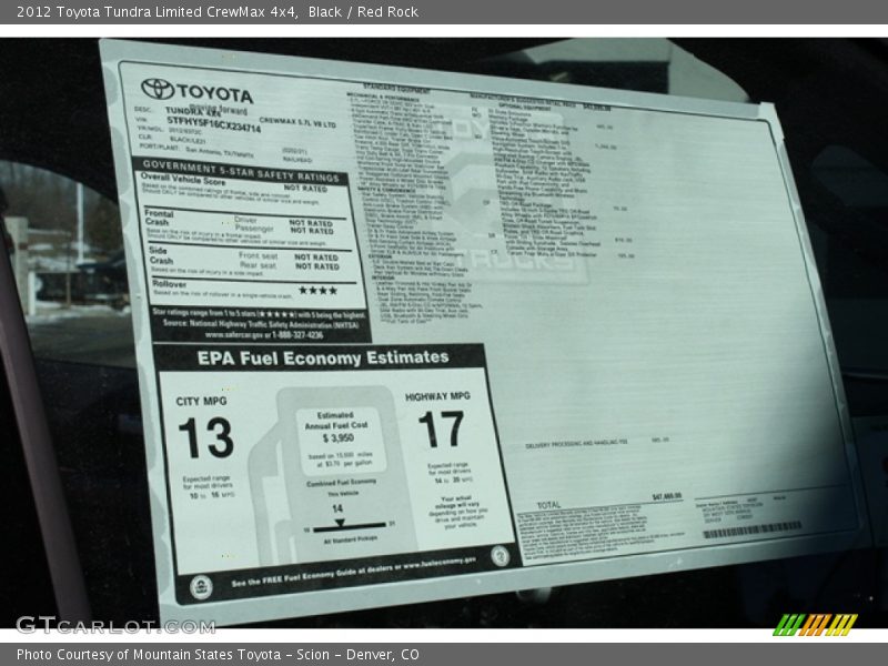 Black / Red Rock 2012 Toyota Tundra Limited CrewMax 4x4