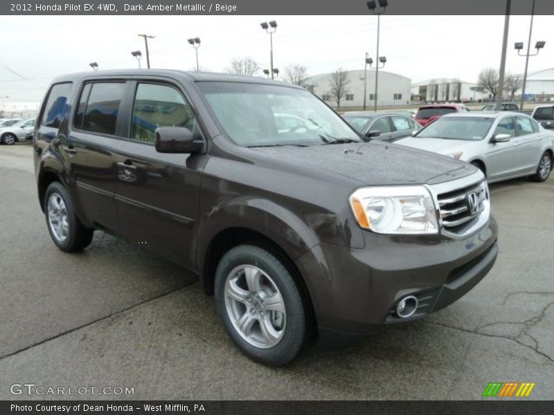Dark Amber Metallic / Beige 2012 Honda Pilot EX 4WD