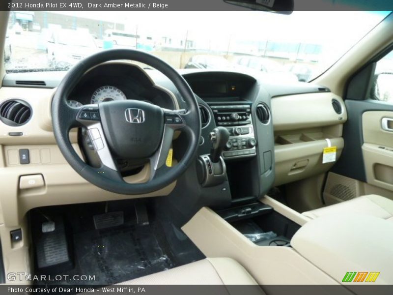 Dark Amber Metallic / Beige 2012 Honda Pilot EX 4WD