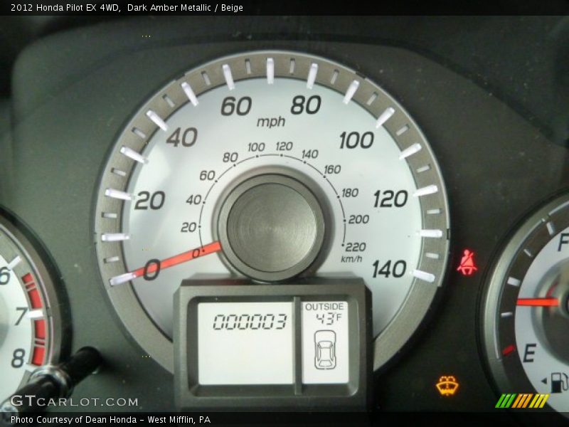 Dark Amber Metallic / Beige 2012 Honda Pilot EX 4WD
