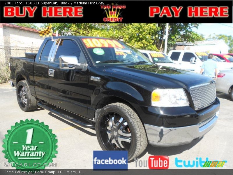 Black / Medium Flint Grey 2005 Ford F150 XLT SuperCab