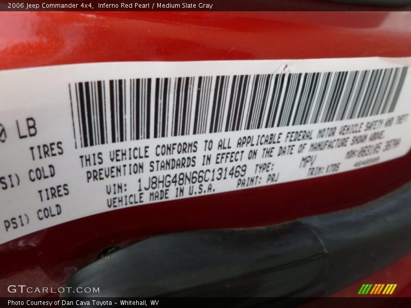 Inferno Red Pearl / Medium Slate Gray 2006 Jeep Commander 4x4