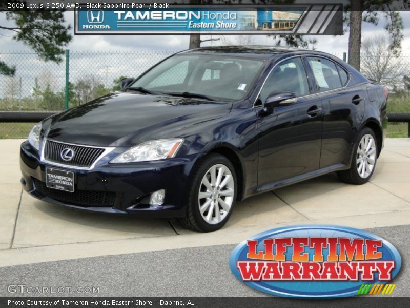 Black Sapphire Pearl / Black 2009 Lexus IS 250 AWD