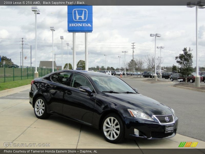 Black Sapphire Pearl / Black 2009 Lexus IS 250 AWD