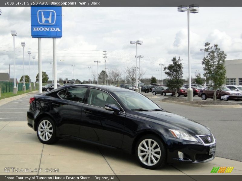 Black Sapphire Pearl / Black 2009 Lexus IS 250 AWD