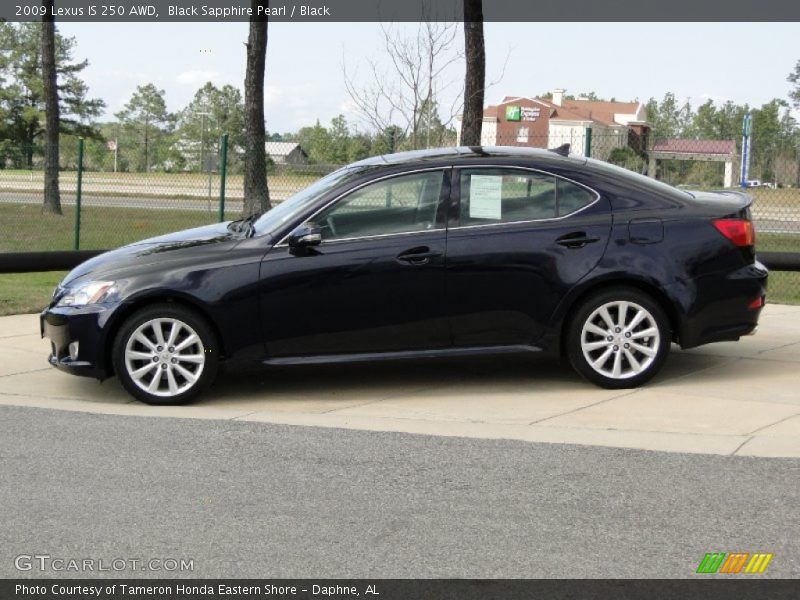 Black Sapphire Pearl / Black 2009 Lexus IS 250 AWD