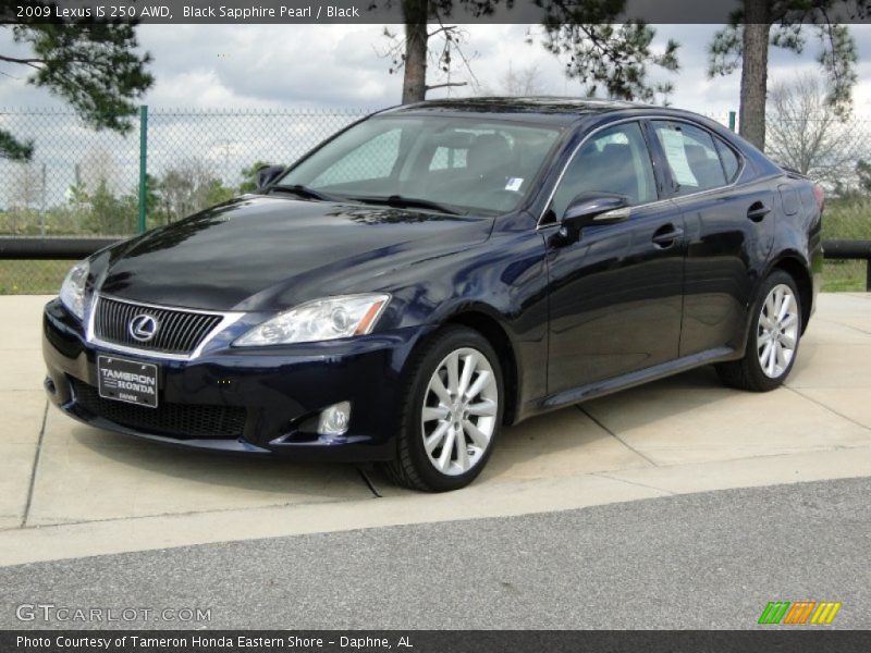 Black Sapphire Pearl / Black 2009 Lexus IS 250 AWD