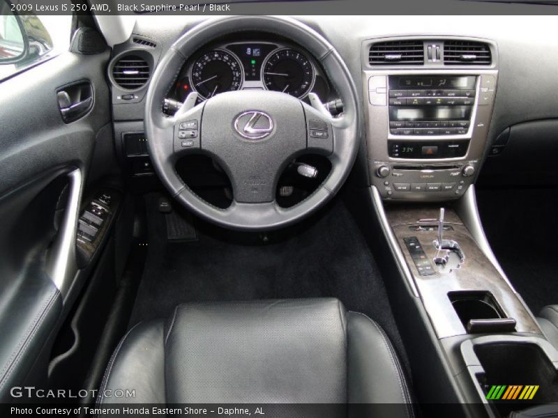 Black Sapphire Pearl / Black 2009 Lexus IS 250 AWD