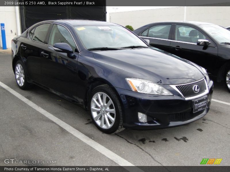 Black Sapphire Pearl / Black 2009 Lexus IS 250 AWD