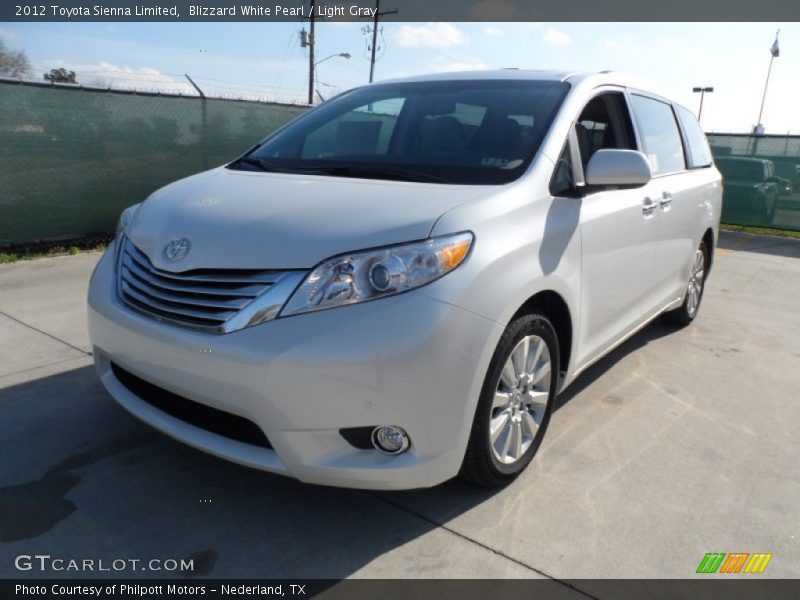 Blizzard White Pearl / Light Gray 2012 Toyota Sienna Limited
