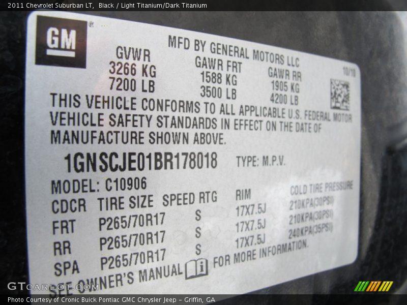 Black / Light Titanium/Dark Titanium 2011 Chevrolet Suburban LT