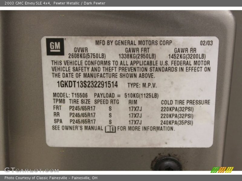 Pewter Metallic / Dark Pewter 2003 GMC Envoy SLE 4x4