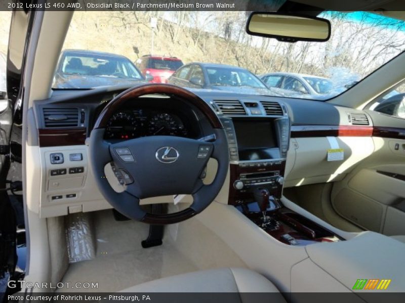 Obsidian Black / Parchment/Medium Brown Walnut 2012 Lexus LS 460 AWD