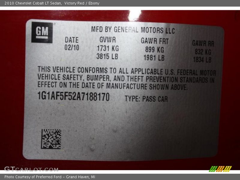 Victory Red / Ebony 2010 Chevrolet Cobalt LT Sedan