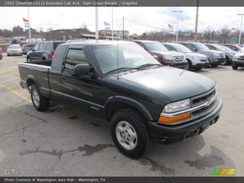 Dark Green Metallic / Graphite 2003 Chevrolet S10 LS Extended Cab 4x4