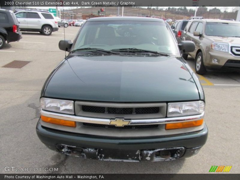 Dark Green Metallic / Graphite 2003 Chevrolet S10 LS Extended Cab 4x4