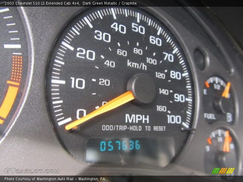 Dark Green Metallic / Graphite 2003 Chevrolet S10 LS Extended Cab 4x4