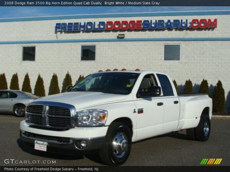 Bright White / Medium Slate Gray 2008 Dodge Ram 3500 Big Horn Edition Quad Cab Dually