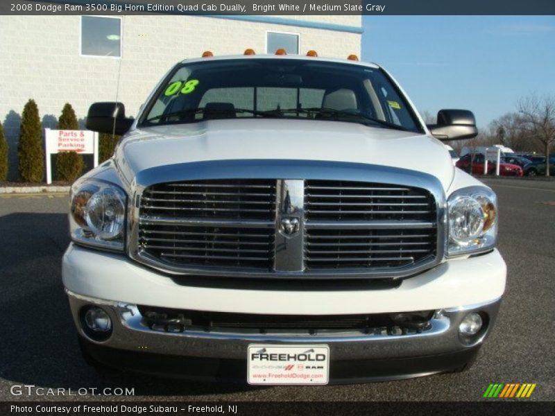 Bright White / Medium Slate Gray 2008 Dodge Ram 3500 Big Horn Edition Quad Cab Dually