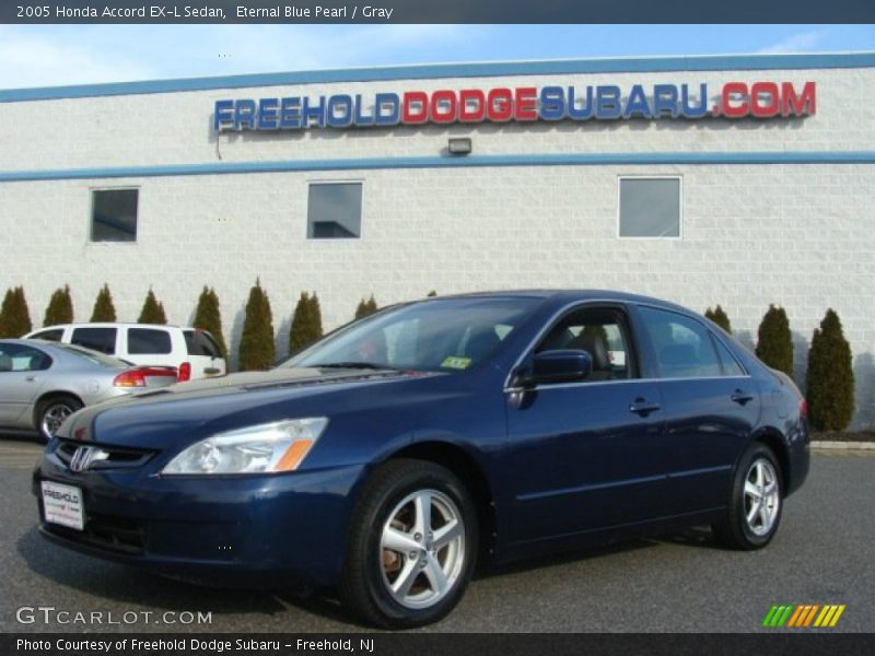 Eternal Blue Pearl / Gray 2005 Honda Accord EX-L Sedan