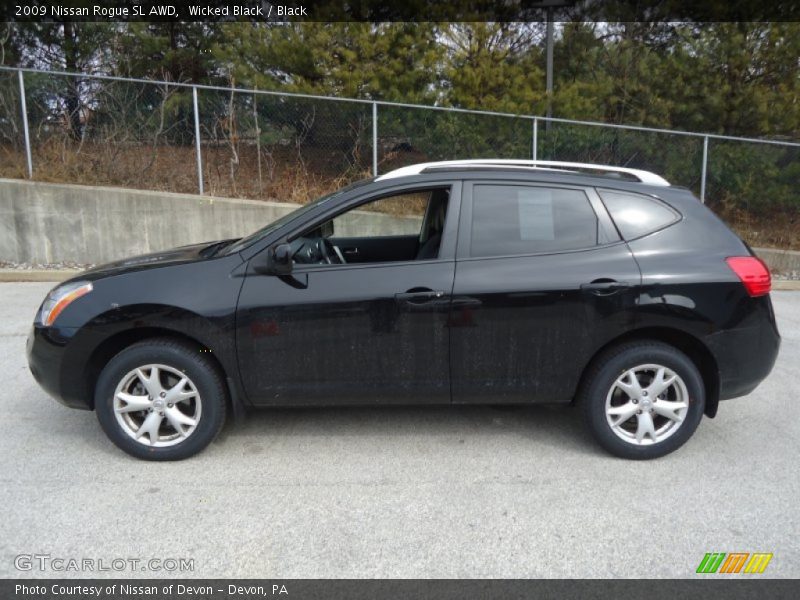 Wicked Black / Black 2009 Nissan Rogue SL AWD