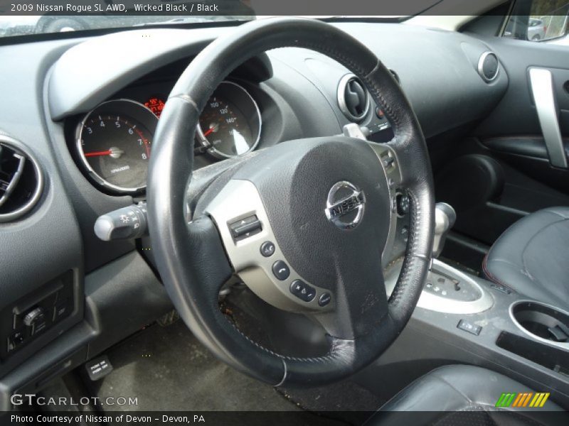 Wicked Black / Black 2009 Nissan Rogue SL AWD