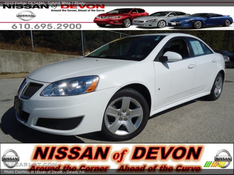 Summit White / Ebony 2010 Pontiac G6 Sedan