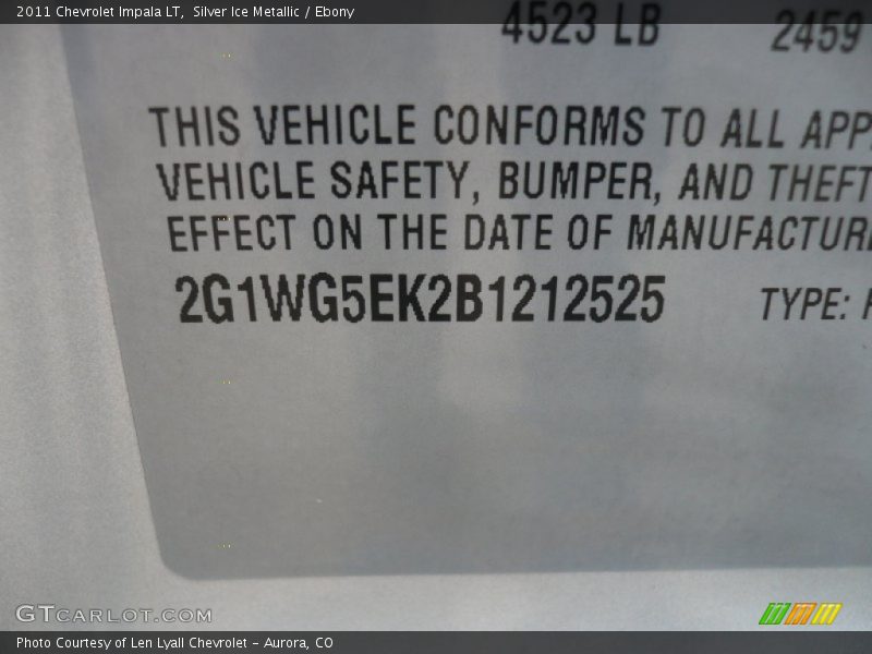 Silver Ice Metallic / Ebony 2011 Chevrolet Impala LT