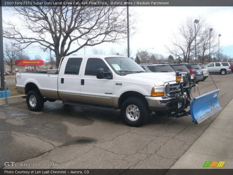 Oxford White / Medium Parchment 2000 Ford F350 Super Duty Lariat Crew Cab 4x4 Plow Truck