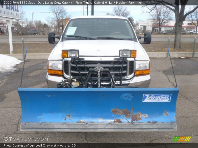 Oxford White / Medium Parchment 2000 Ford F350 Super Duty Lariat Crew Cab 4x4 Plow Truck