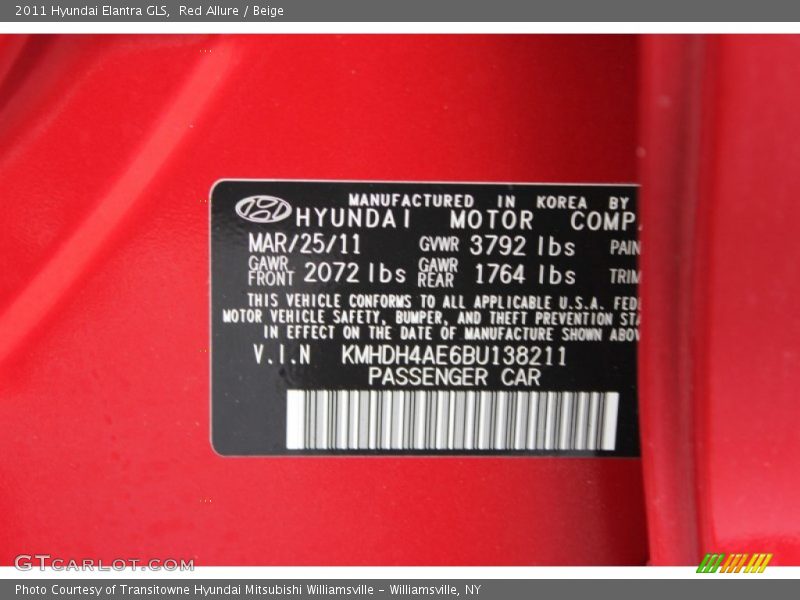 Red Allure / Beige 2011 Hyundai Elantra GLS